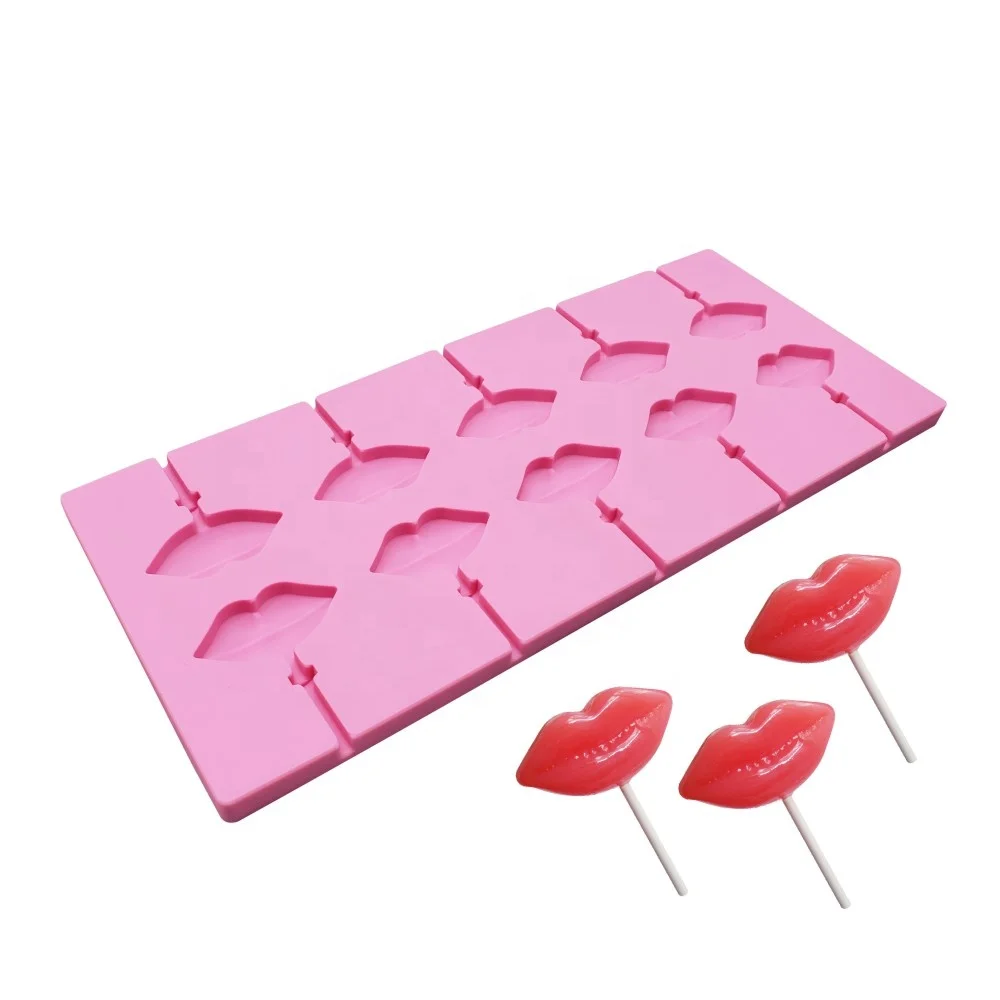 AK Lip Kiss Lollipop Molds Chocolate Hard Candy Silicone Mold DIY Tools for Bakery Kitchenware SM-1628