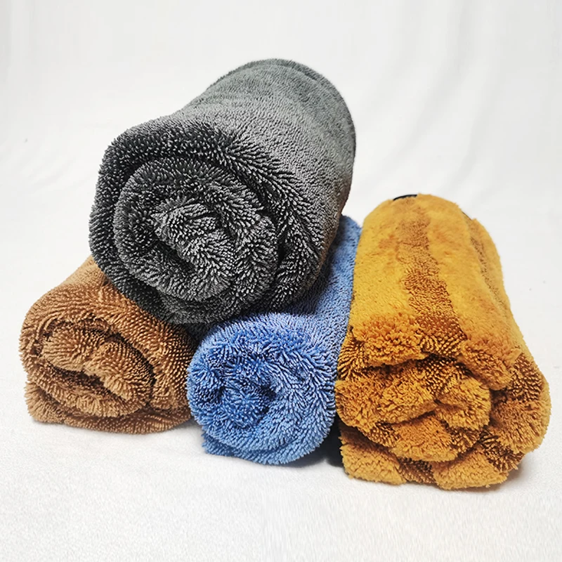50*80 cm microfiber twisted drying towel double side 1400 gsm car washing towel
