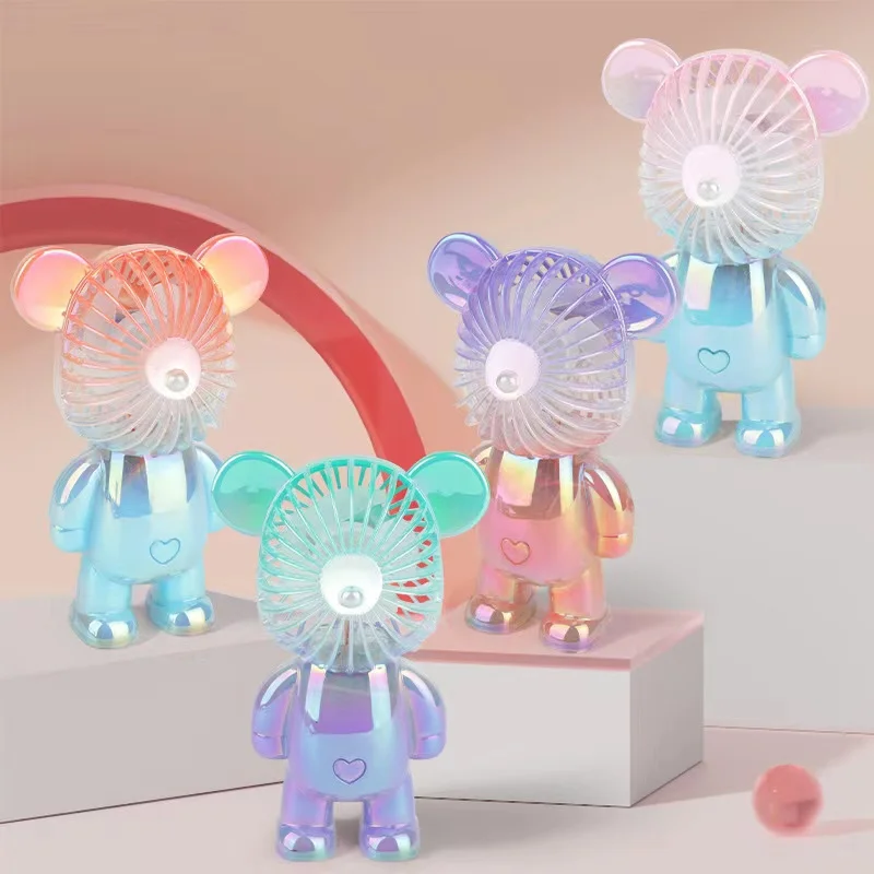Newest Bear mini fan toy for kids Hand Held USB Rechargeable Portable lash bear pocket fan