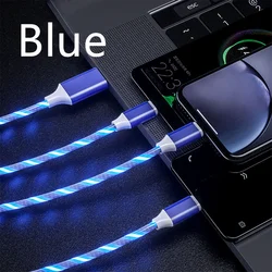 Mobile Phone Charger USB Cable 3 in 1 LED Charging Cord Data Cable for Iphone 14 pro max Charge Cable