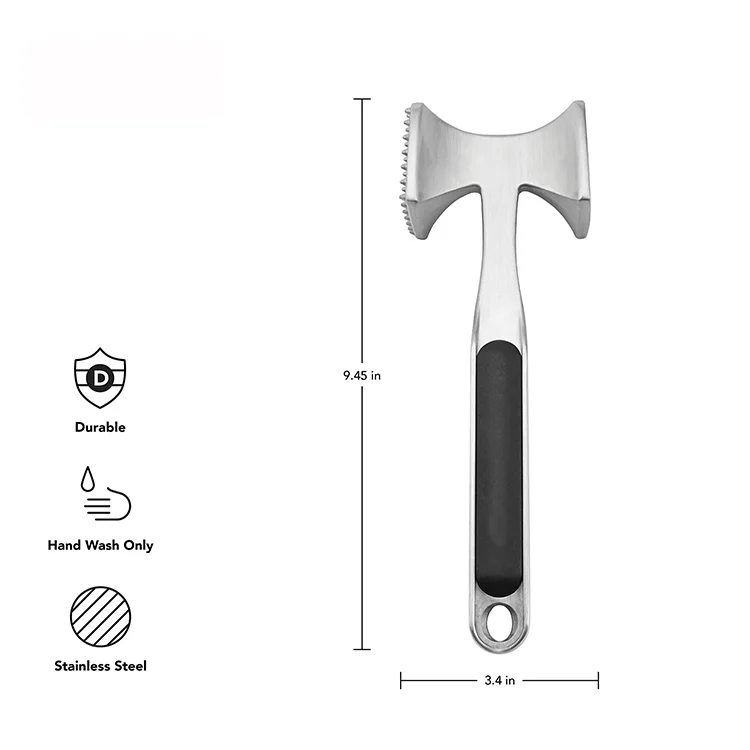 Non Slip Aluminum Alloy Kitchen Meat Mallet Manual Beef Steak Meat Tenderizer Hammer