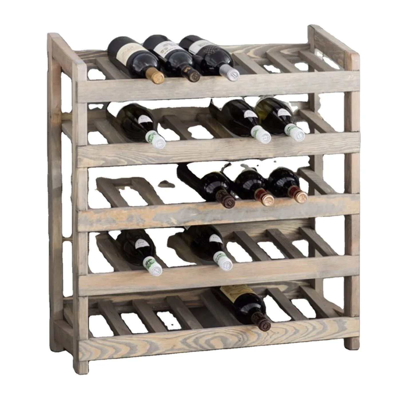 
Large Wine Rack Freestanding Wood Spruce - Wooden Wine Bottle Storage Rack Holder For Bar Home Kitchen 