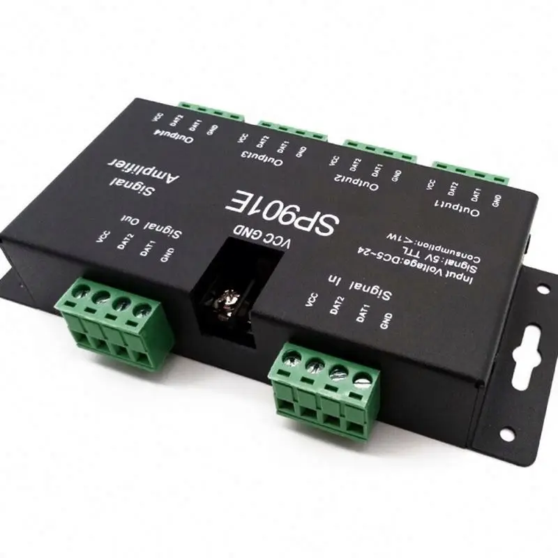 Хорошая цена SPI адресуемый RGB сигнал DC5-24V пикселей Светодиодная лента усилитель sp901E аксессуары для освещения поставщик