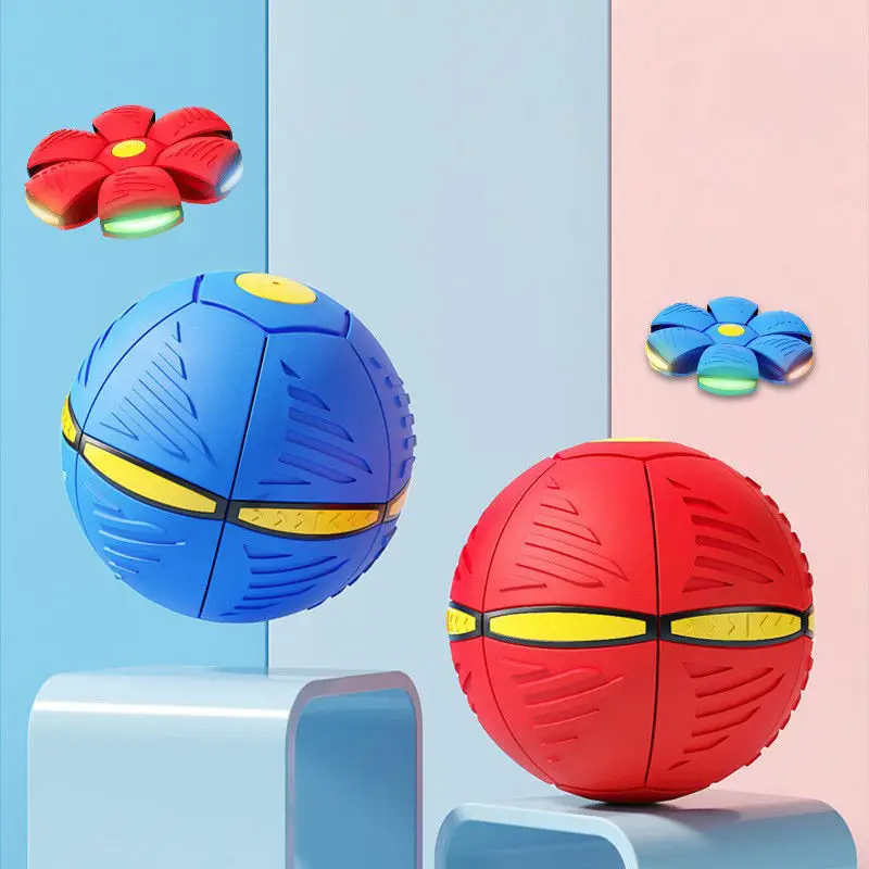 Portable Interactive Flying Disc Toy for Kids and Pets Small Plastic and TPR Magic Ball Decompression Toy in Box Packaging