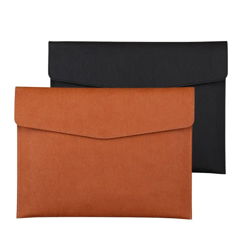 wholesale A4 leather tablet laptop notebook document pouch holder bag with magnetic button