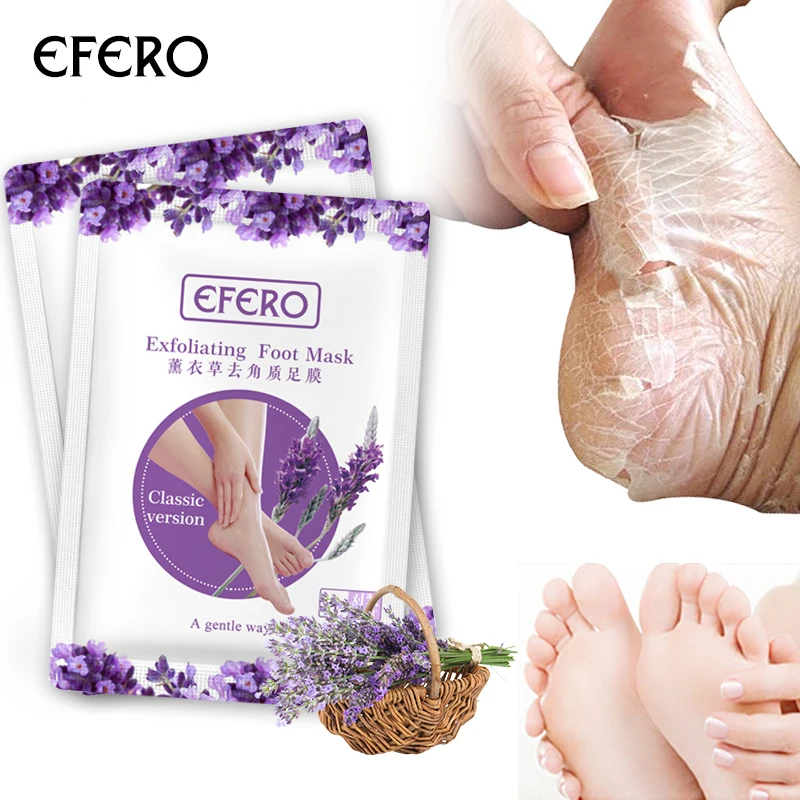 Foot Care EFERO Organic Lavender Foot Mask Peeling Exfoliating Feet Mask Exfoliating Socks Feet Peel Mask