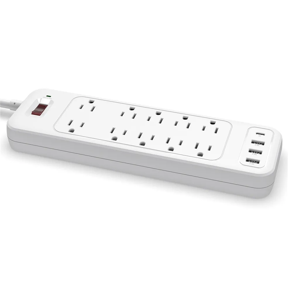 
Factory direct supply 10 AC outlets universal USB surge protector US power strip extension socket 
