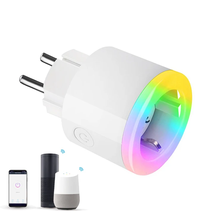 
Yourlite Smart Plug WIFI Home Use, No Hub Required Smart Home Plug Europe Style With RGB Light 