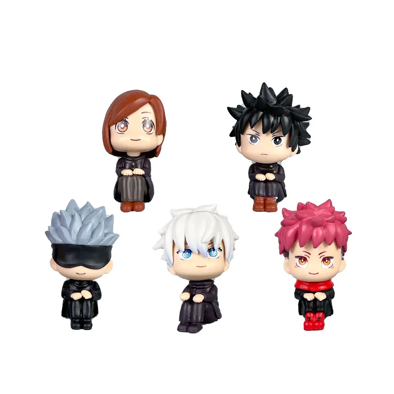 Promotional Gift factory price cartoon model ornaments small pvc toys 5pcs set Sitting Doll Jujutsu Kaisen