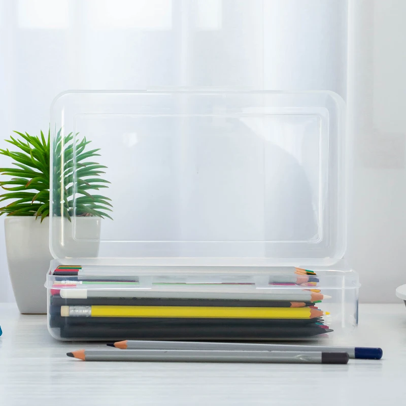 Modern plastic stationery product waterproof storage high quality clear pencil case custom for school