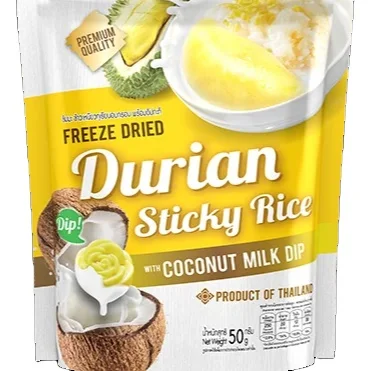 Crispy Durian Sticky Rice Freeze Dry With Coconut Milk Dip Ready To Eat Anywhere Coconut Milk Crispy Fragrant Sweet Delicious