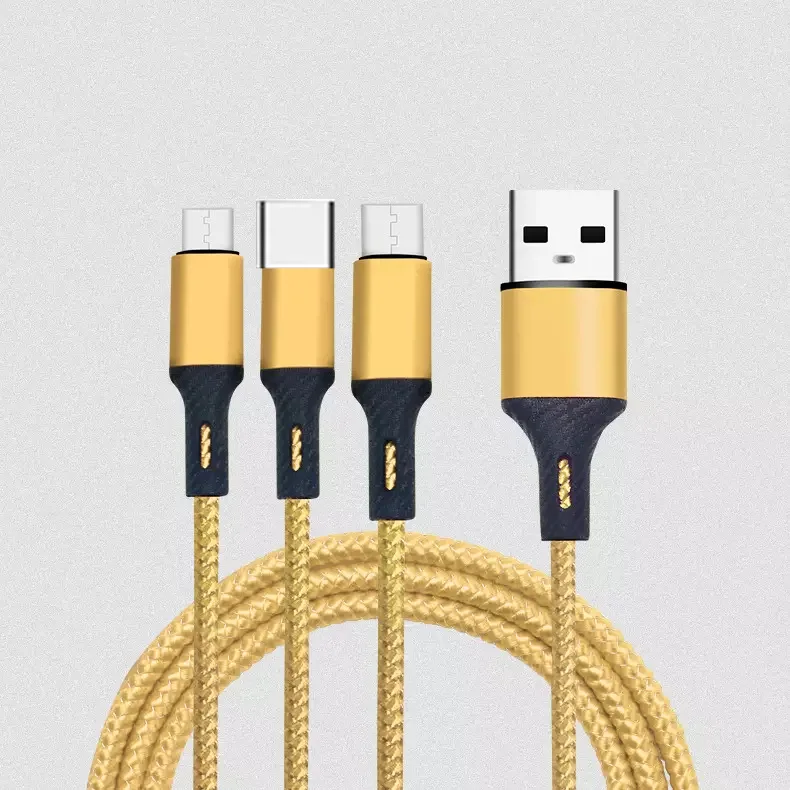 Wholesale nylon 3 in1 cable usb data Cable Fast Charging for iphone 4 4s 5 6 7 8 X XS 11 12 Data line