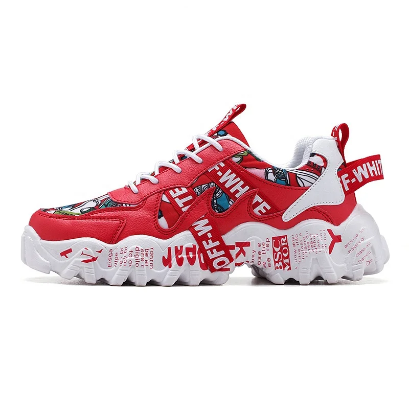 Man autumn outdoor leisure white mesh fashion red sport white casual high neck sneaker shoes for winter