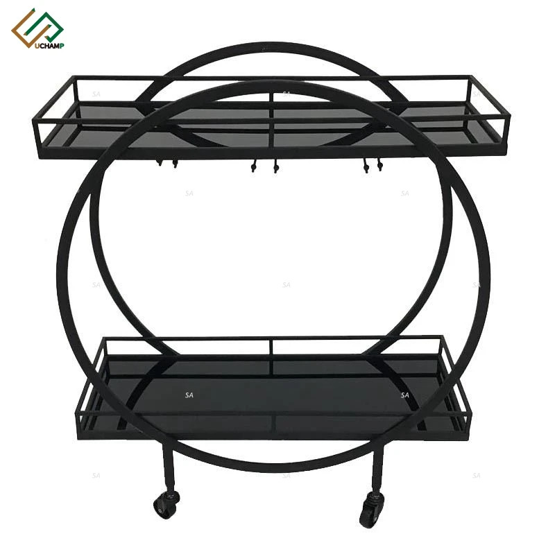 Gold Metal Circular Bar Cart With