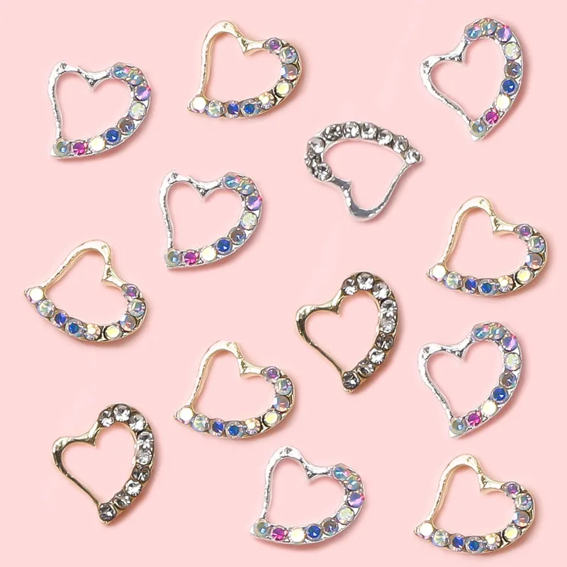 New Nail Art Pearl Heart White Diamond Bowknot Popular Trendy Heart-shaped Rhinestone Alloy Nail Decorations