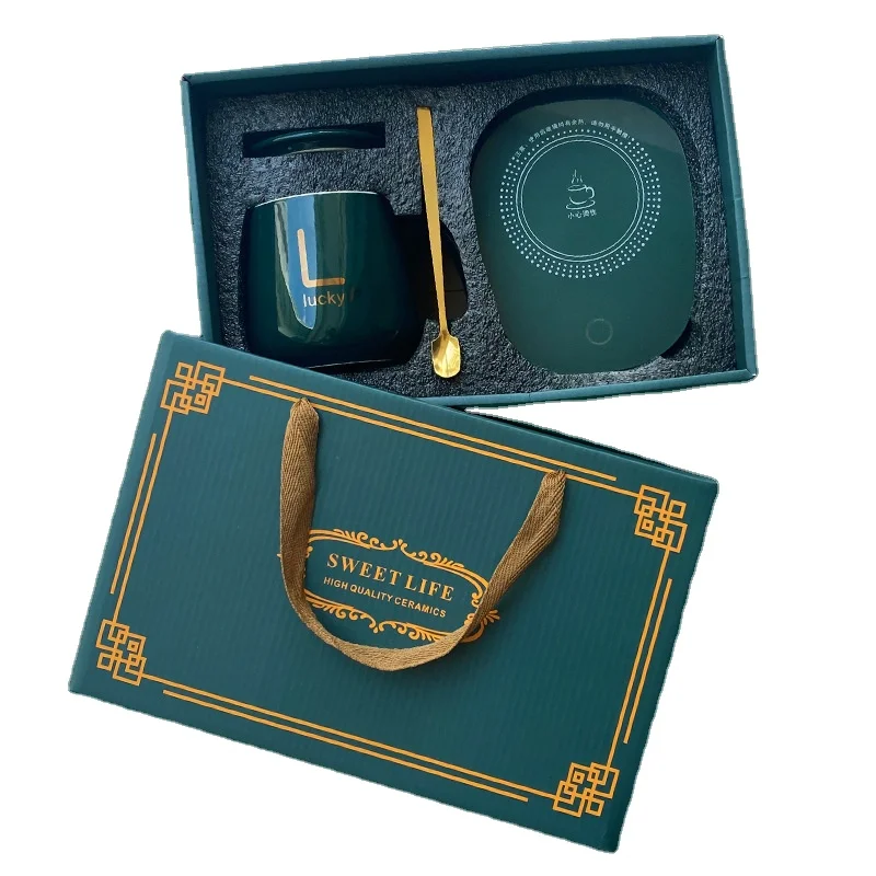 HYB OEM Tasse De Cafe Ceramic Colorful Temperature Control Coffee Mug Heater