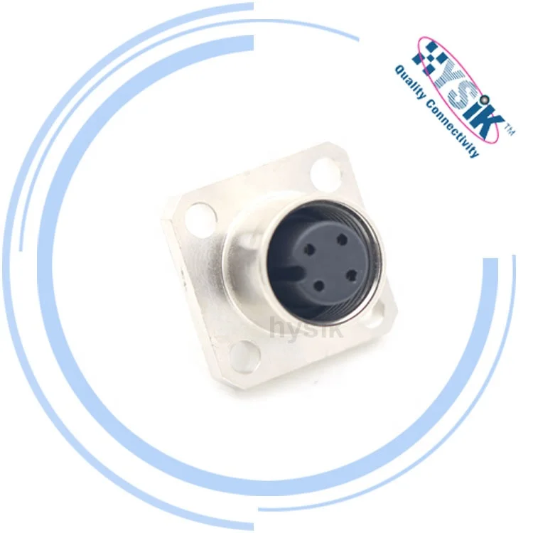 M12 4 position plug bulkhead connector male female flange connector for automation