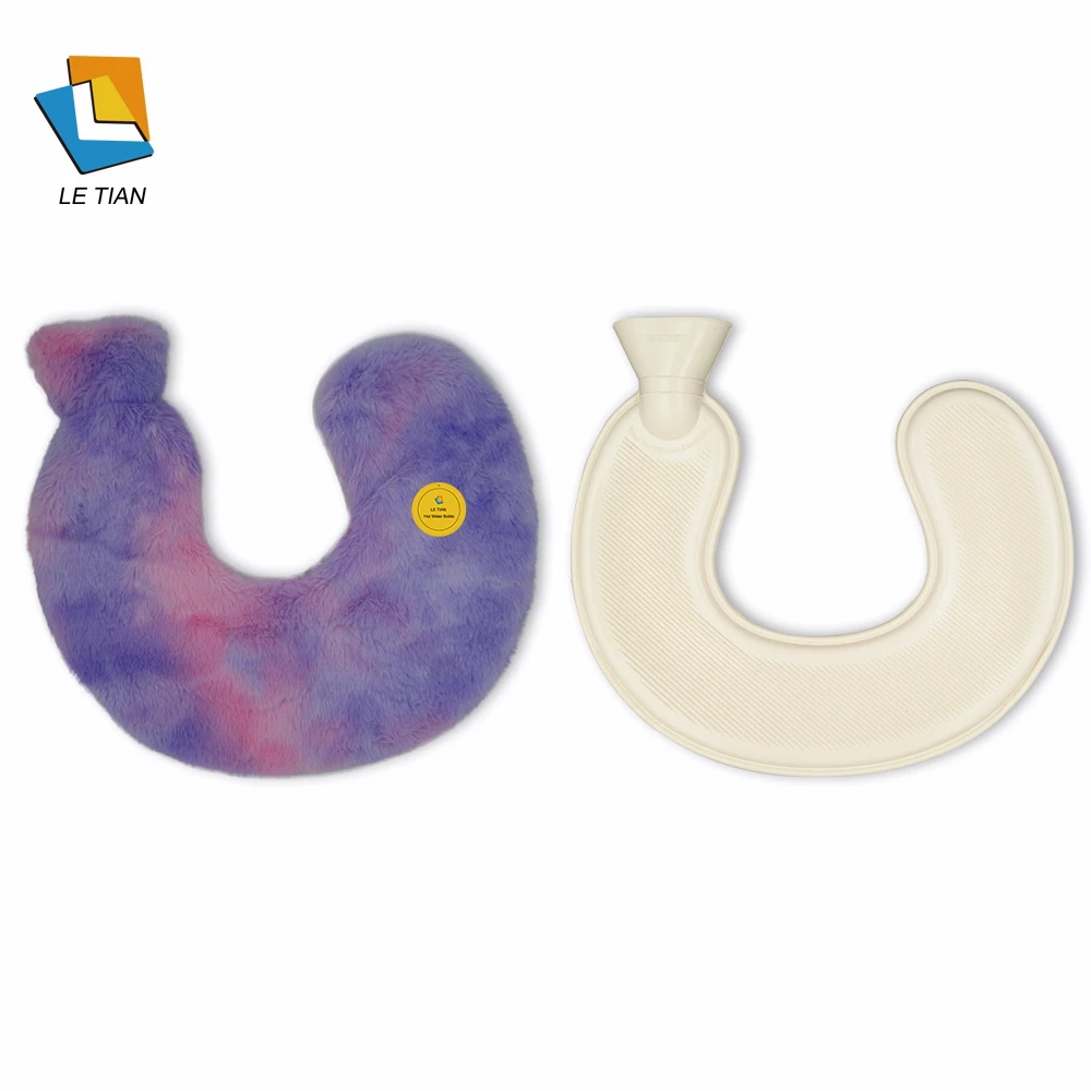 Neck warmer hot water bottle rubber with plush cover