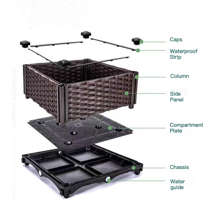 1/2 Layer 1/2/3 Boxes Elevated Garden Bed Plant Planting Box Checkered Plastic Balcony Planting Box For Flowers And Vegetables