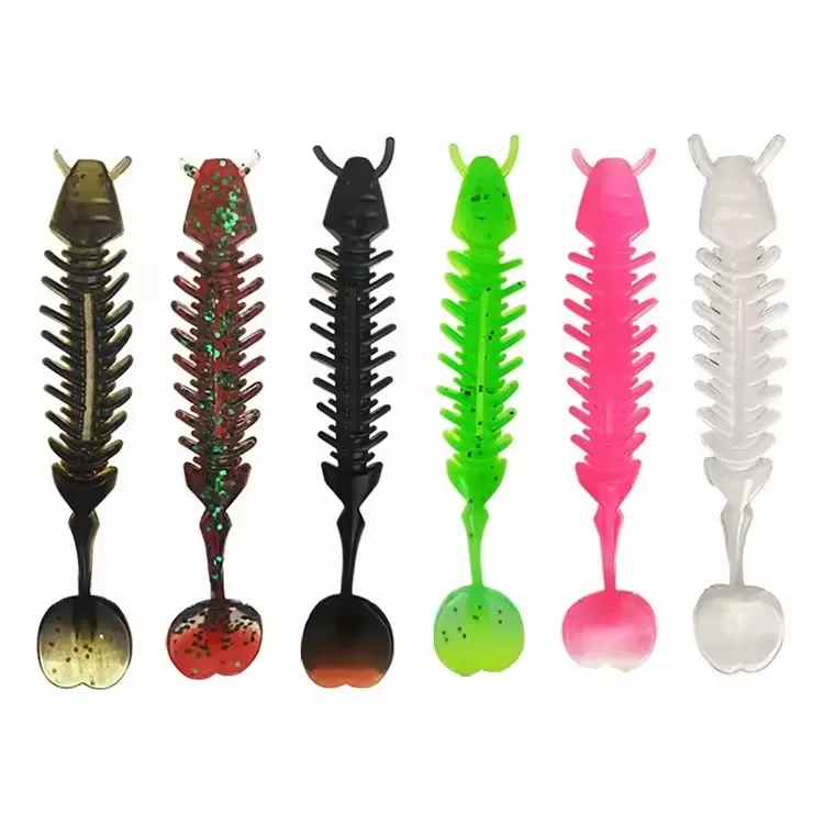 High quality floating water high elasticity T-tail soft bait 6 pieces each pack soft worm bait