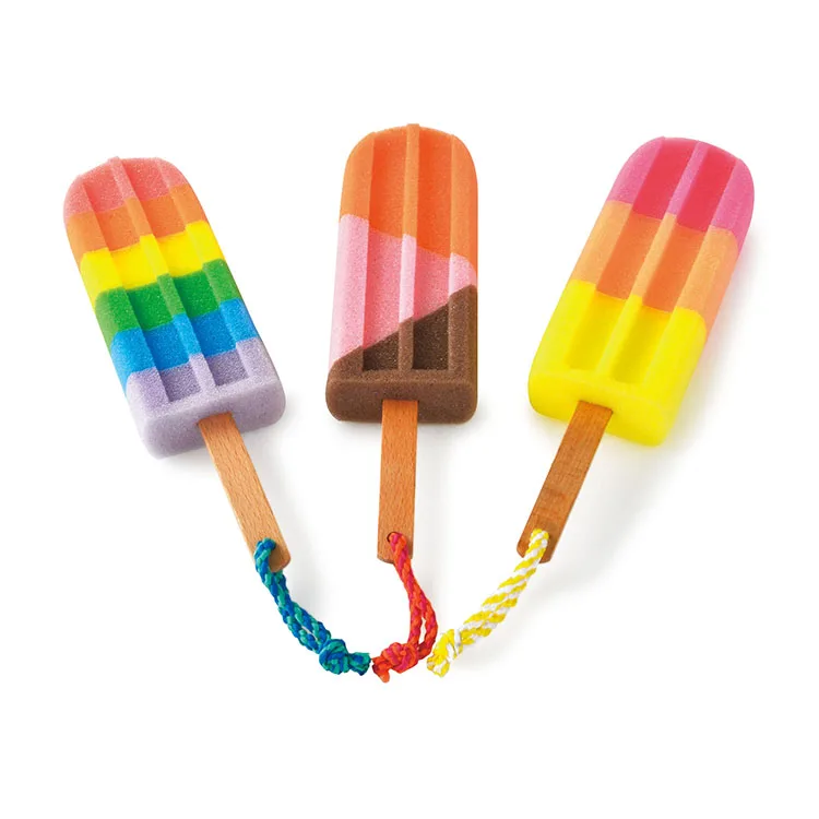 OEM Design Toast Waffle Shape Kids Body Shower Bamboo Hand Washing Bath Scrub Loofah Sponge Exfoliating Shower Sponge For Kids