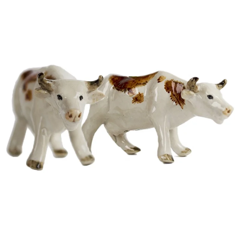 Custom handmade home decor animal themed incense burner gift mini ceramic cow figurine incense stick holder