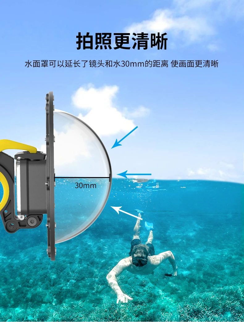  6 дюймов подводный купол порт для GoPro Hero 8 черный водонепроницаемый