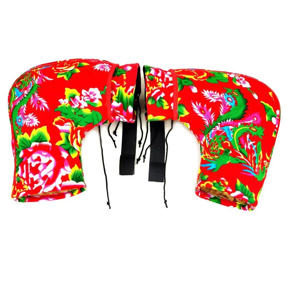 New Warm Motorcycle Handle Cover Mittens Hand Warmer Hand Cover Motorbike Handlebar Winter Peony Rose Flower Windproof Warm Hand