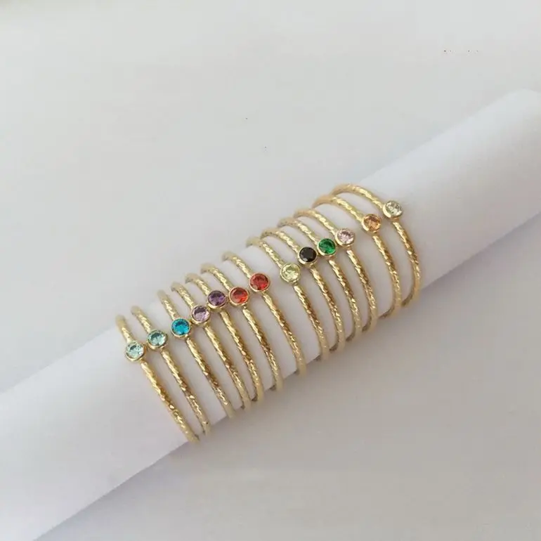 GP Wholesale Fashion 14k Gold Filled 2mm Jewelry Zircon Stacking Ring for Women Gift Party