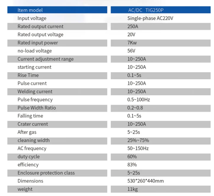 NEW patent 220V IGBT AC DC TIG 200p 250p 315 inverter PULSE MMA TIG WELDING MACHINE FOR ALUMINUM TIG250P AC DC