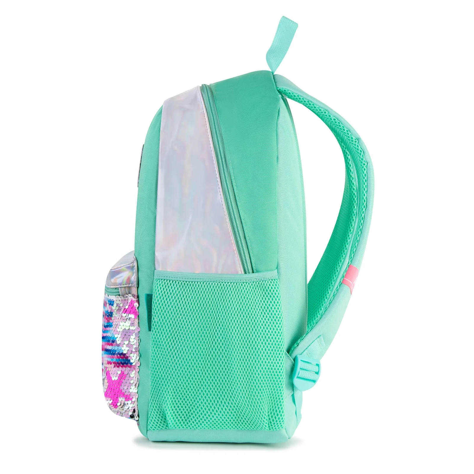 Street Fashion 15 Inch Green Sequin Stars Teenagers Children Kid Backpack School Bags Girls