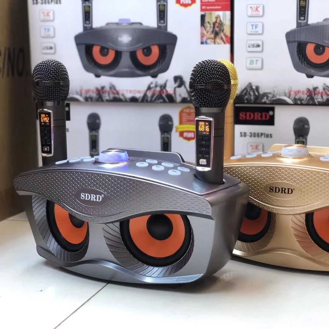 SD306 plus 2-в-1 Портативный беспроводной динамик с двойной микрофон Сова Speaker20W басов семья KTV