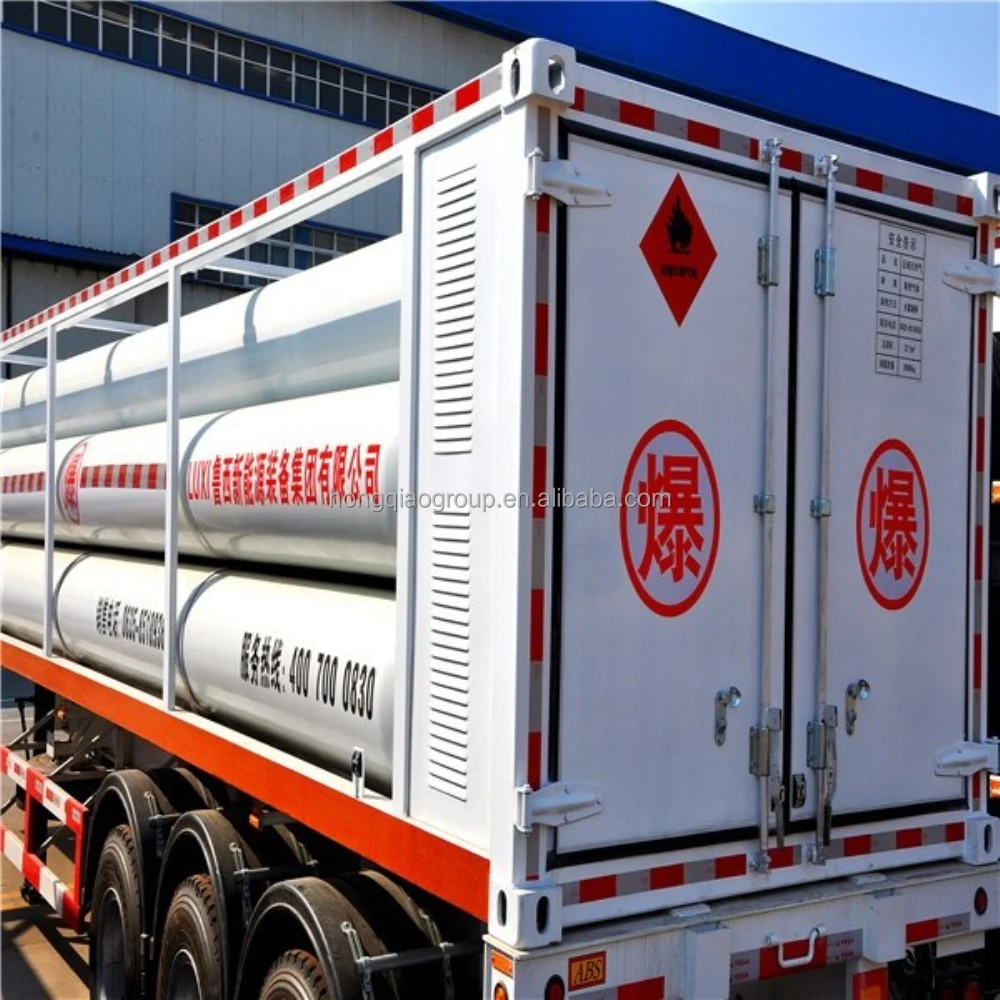 H2/O2/He Gas 9-Tube Skid Jumbo Tube Container Semi Trailer