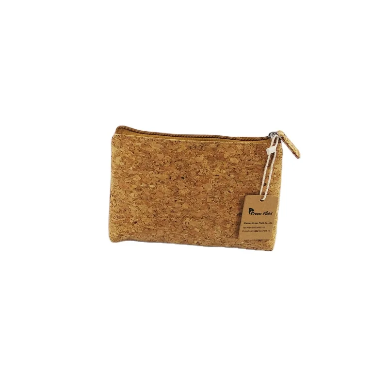 Wallet Woman Fabric Eco Punching Fiber and Purse Green Field Luxury Cork Cosmetic Bag Makeup Organizer Fashion BSCI Natural Cork