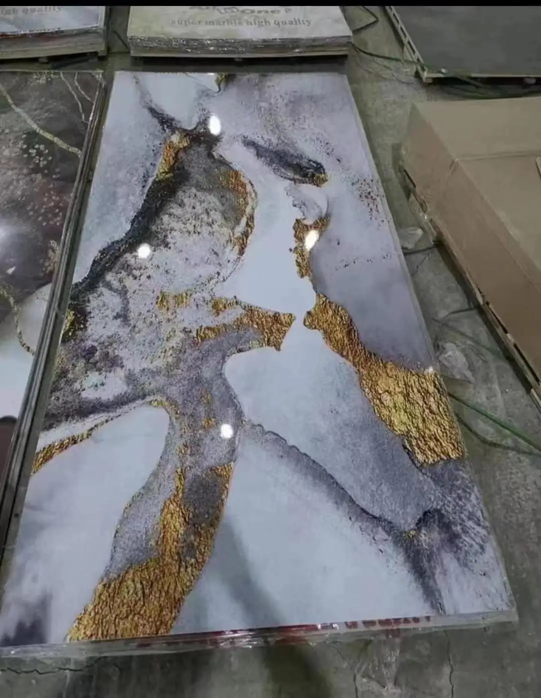 High Glossy Marble Sheet Wall Decorative Board Flexible 1220*2440mm 3mm UV Coating Waterproof Interior PVC Wall Panel Sheet FOB