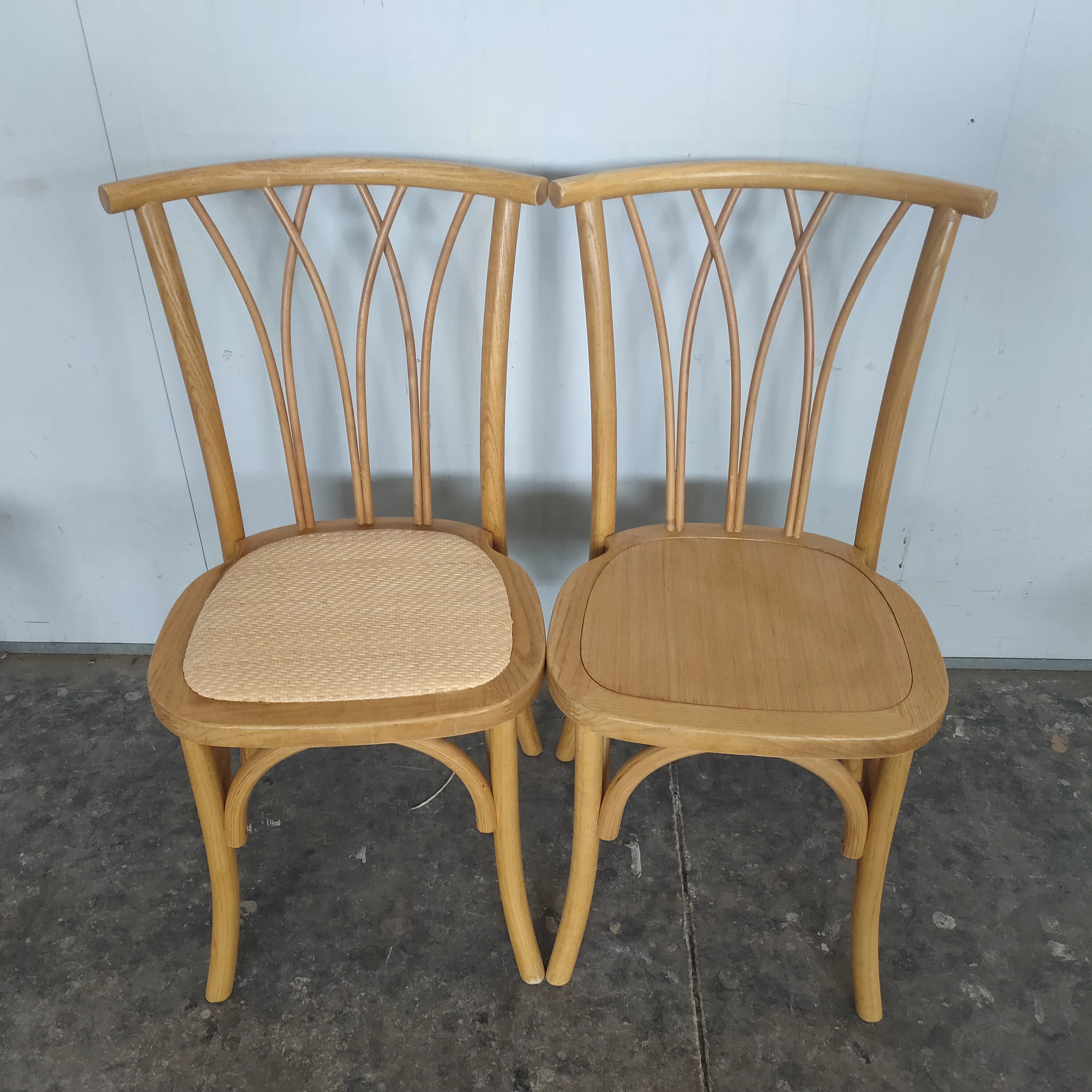 Hot Sale Luxury Wedding Wing Chair Stackable Style Wooden Vintage Twig back chair with Rattan Seat