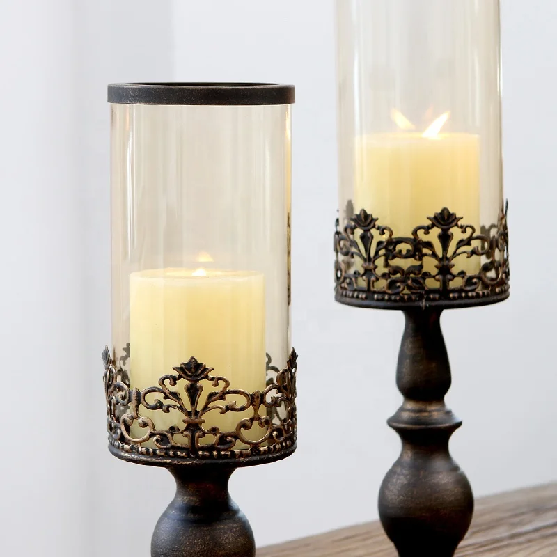 Wholesale Glass Candle Stick Home Other Decoration Candlestick Unique Creative Metal Candle Holder