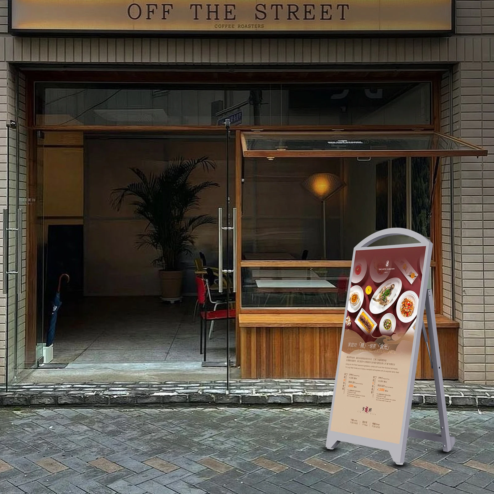 Портативный рекламный дисплей напольная подставка вертикальный цифровой пользовательский светодиодный Телевизор с рестораном цифровое меню водяной знак половинный