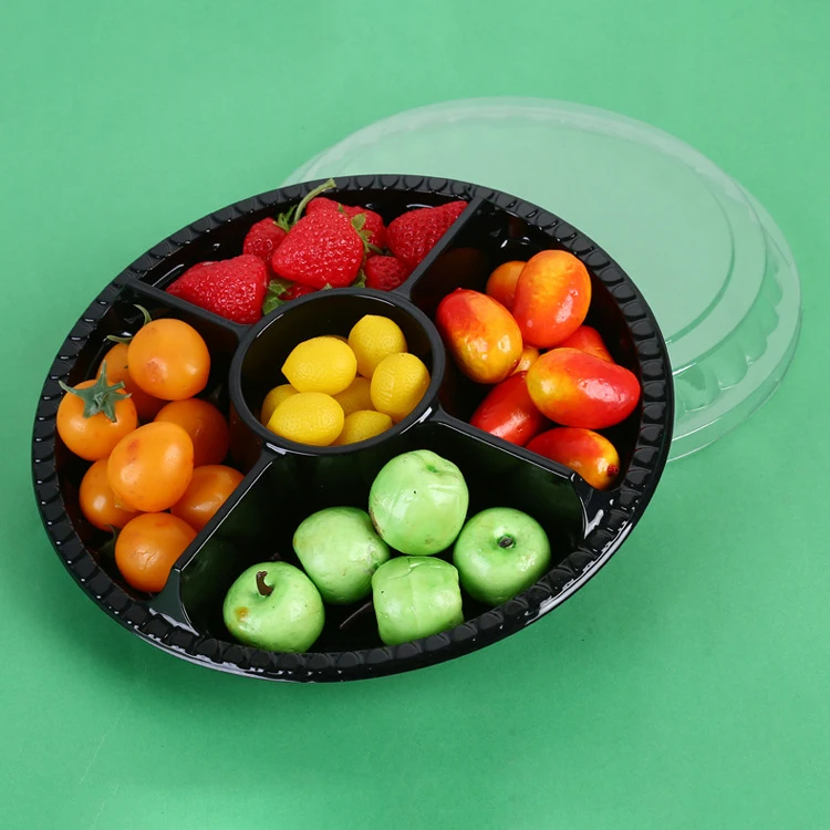 Food Grade Large Capacity Plastic PET Salad Bowl With Transparent Lid Camping Large Salad Bowl Food Container