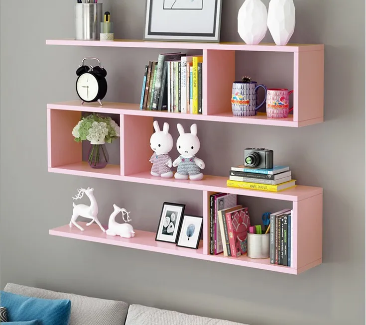 Wholesale Custom Wall Decor Living Room Furniture Metal &Amp; Wood Two Tiered Triangle Wall Shelf Decorations