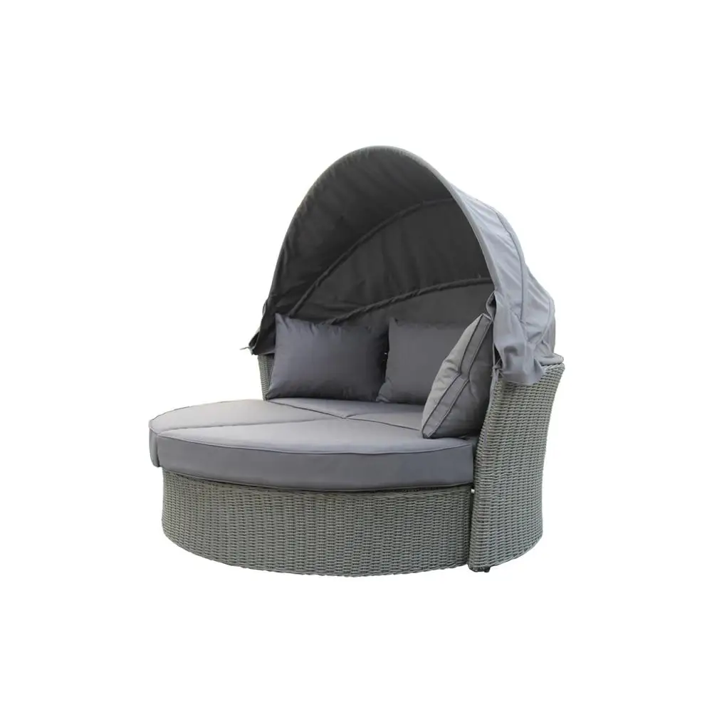 All Weather Wicker Pool Cheap Round Rattan Outdoor Royal Daybed With Canopy