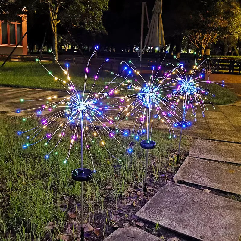 Outdoor LED solar fireworks copper wire light decoration lights for events