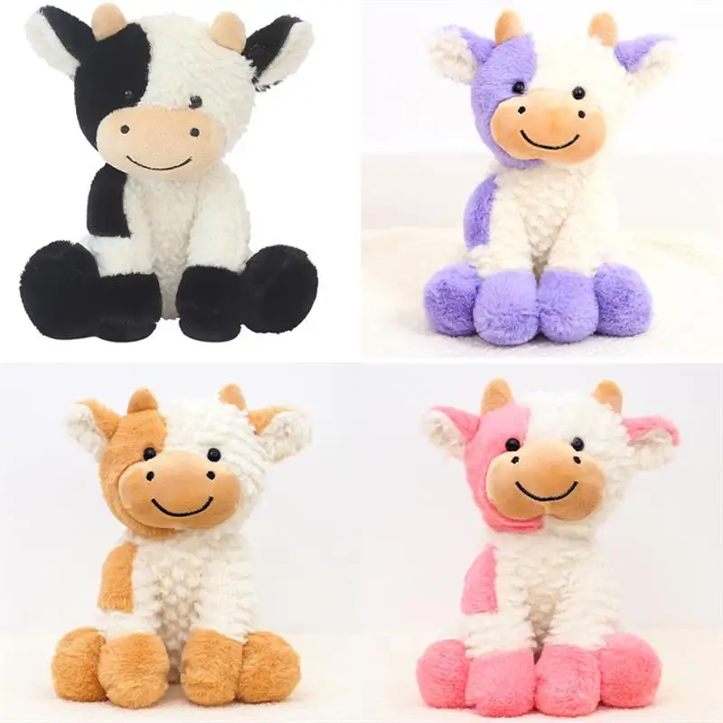 Design White Stuffed Soft Mini Mascot Pillow Stuffy Cattle Cute Baby Funny Cow Plush Animal Toy Doll