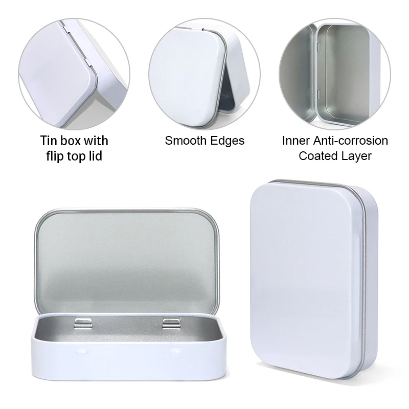 Rectangle small square Candy tin case Child Resistant Hinged tin box Packaging Custom Printing metal mint Tins box