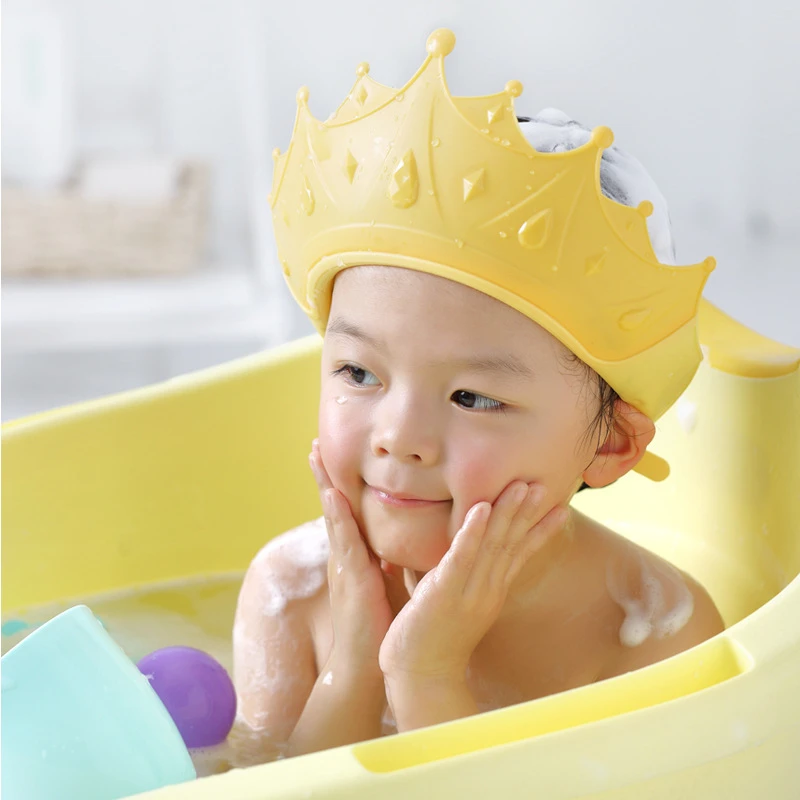 Kids Shampoo Bath Shower-caps Waterproof Bebe Crown Cartoon Kids Hair Wash Bath Head Hat Little Babies Baby Shower-Caps