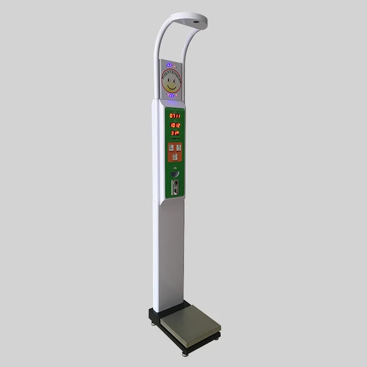 printed digital balance body mass index machine medical pharmacy weight and height scale using coins
