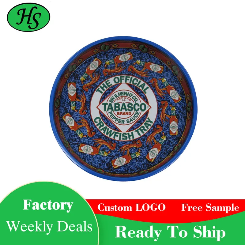 
Wholesale Large Metal Food Grade Round Cake Beer Ice For Bar Tin Tray Round Metal Decorative Tray 