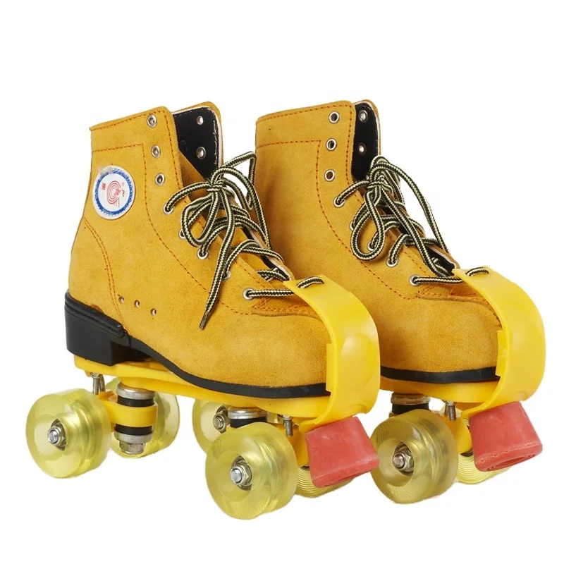 Wholesale custom durable leather high rebounce transparent PU wheel Quad Roller skates shoes for rink