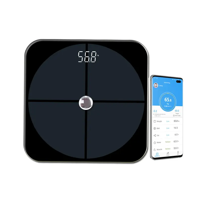 Custom Ito Coated Glass Wireless Luxury Smart Scales With App For Body Weight Fat Calories Digital Measuring