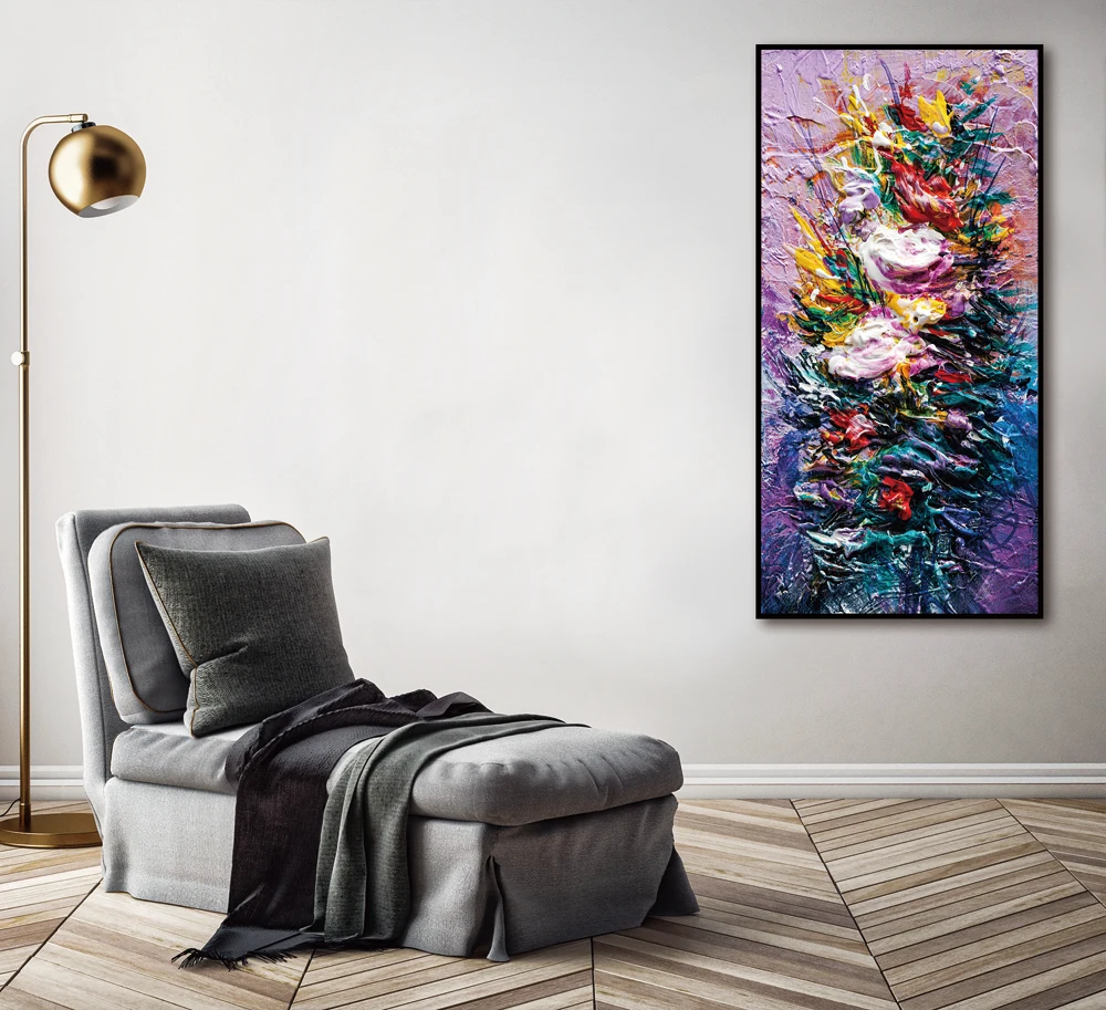 Wall Picture Home Decoration Textured Canvas flowers Art Modern Abstract Painting